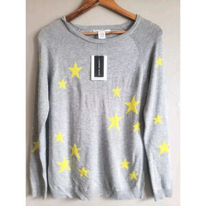 Magaschoni Sweater Womens Gray Pullover Crew Neck Star Cashmere Blend Nwt